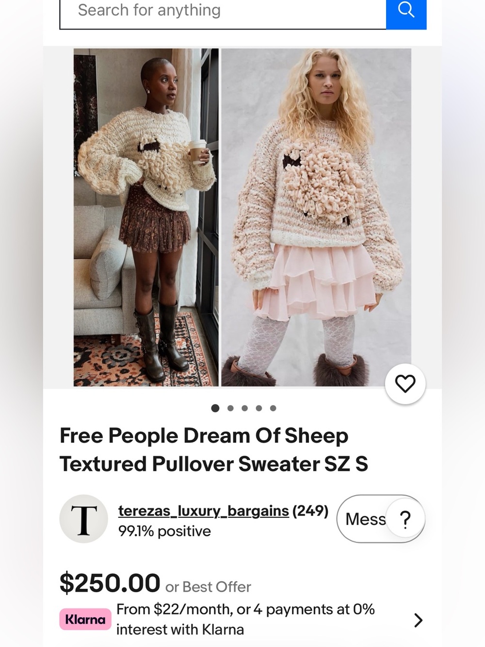 Free People Cream Hand-Knit Textured Sheep Sweater - Women - Picture 5 of 6